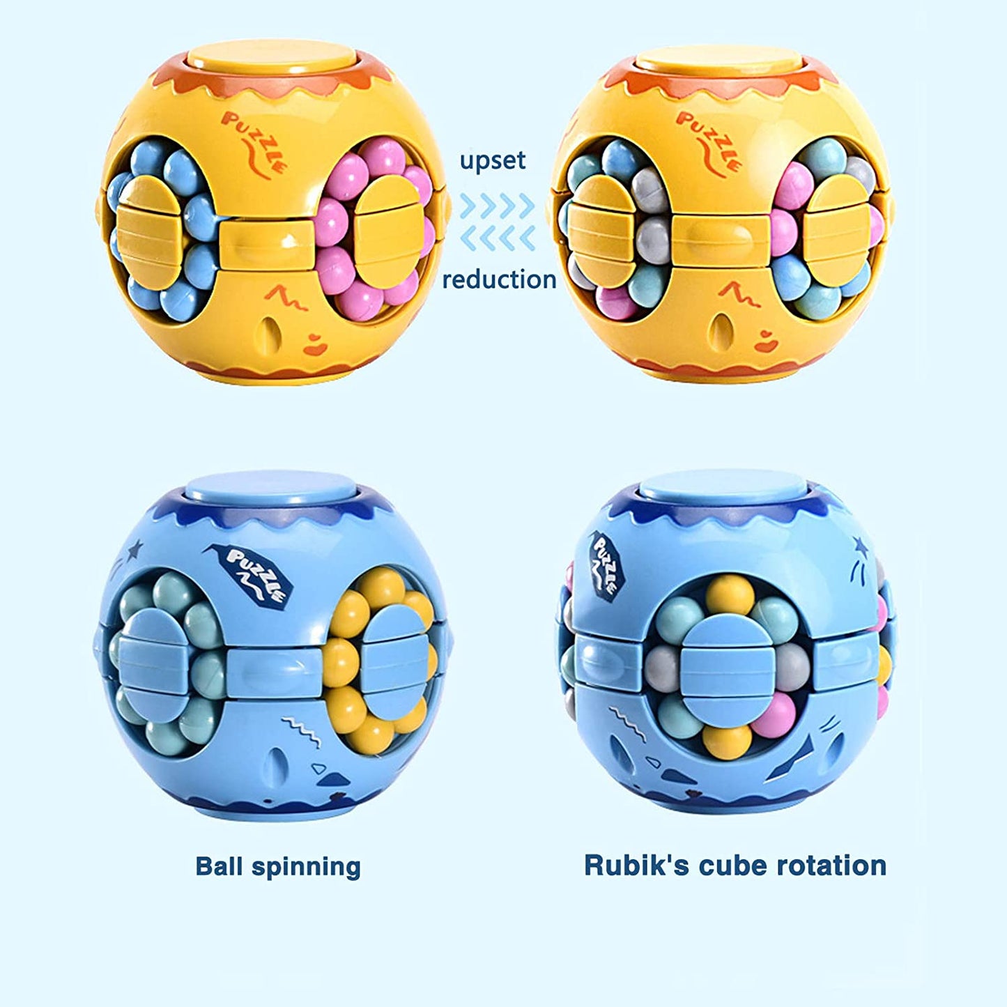 Rotating Magic Bean Cube Spinner Fidget Toy,Stress Relief Fidget Puzzles for Adults Kids,Anxiety Relief Learning & Education Toys,Puzzle Toys for Unisex-Children