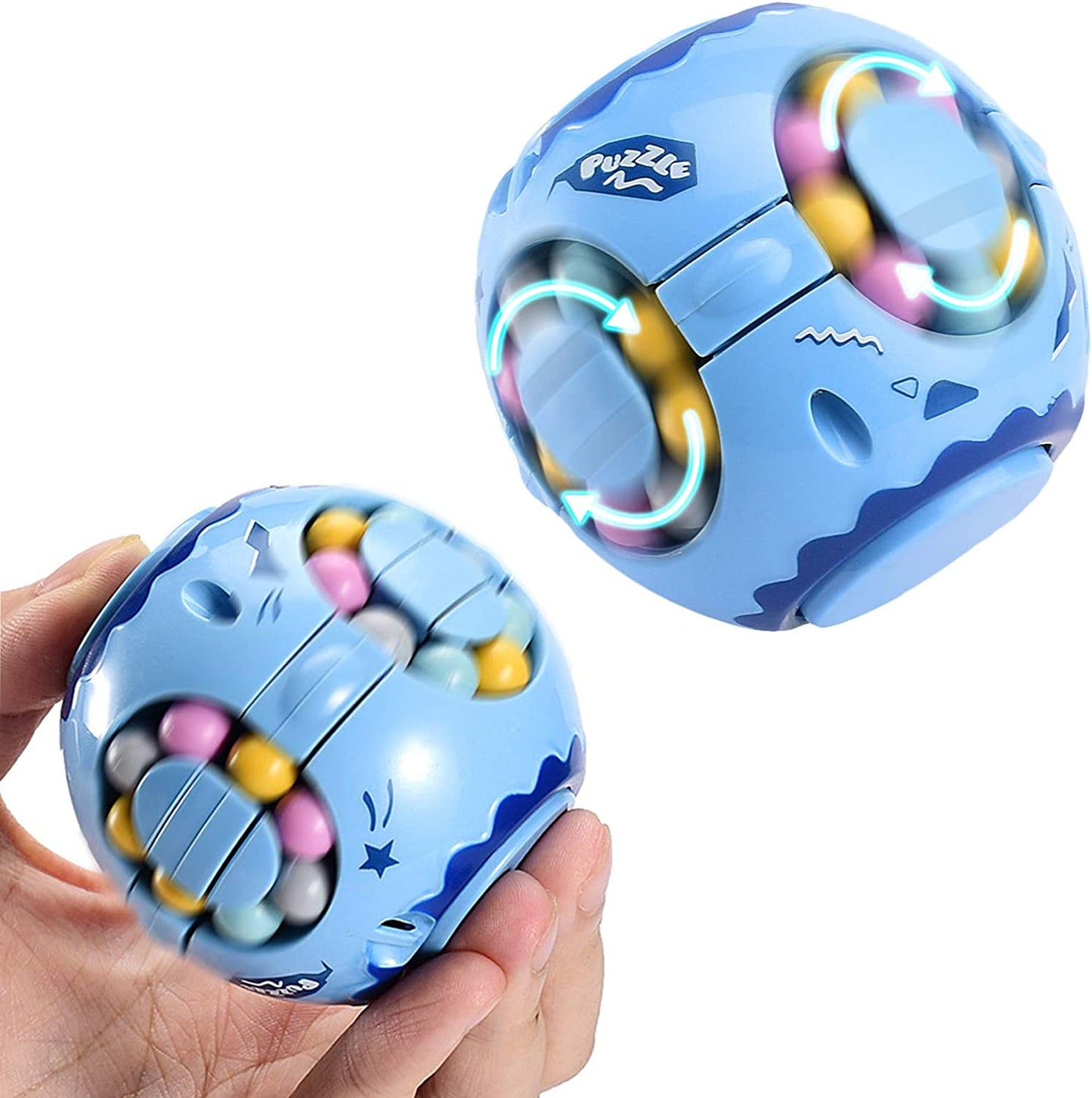 Rotating Magic Bean Cube Spinner Fidget Toy,Stress Relief Fidget Puzzles for Adults Kids,Anxiety Relief Learning & Education Toys,Puzzle Toys for Unisex-Children